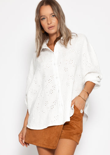 Muslosin Bluse Mit lochesterei - Offhite