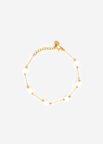 Armband MIT Weißen Kleeblätttern - Guld