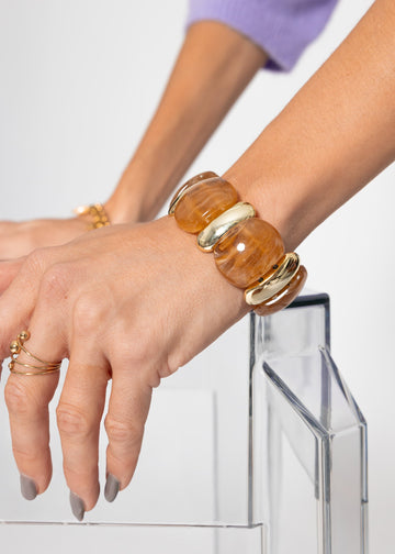 Breites Armband MIT Goldfarbenen Elementen - Braun