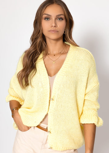 Cardigan mit 3/4 -ärmeln - Buttergelb