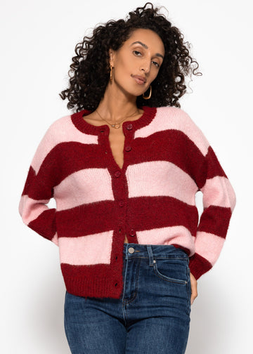 Cardigan MIT Blockstreifen - Burgogne