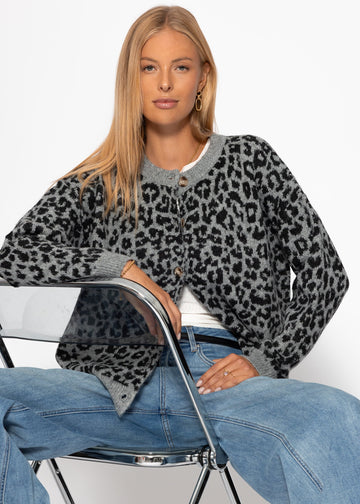 Cardigan Mit Leo -Muster - Grau