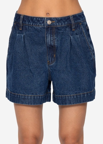 Shorts de jean à taille haute - Dunkelblau