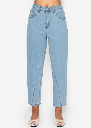 Jeans highwaist mit ziernaht - Hellblau