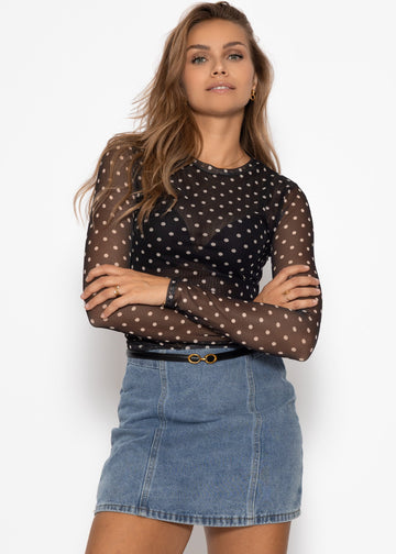Mesh Langarmshirts Mut Punten - Schwarz