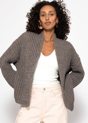 Bevëlkerungsbroch-Cardigan - Taupe