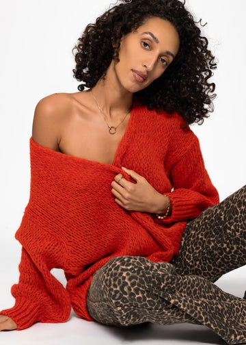 Oversize Cardigan - Rot