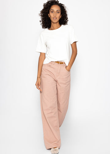 Bredde jeans mit hohem bund - Rosa