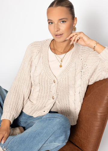 Zopfstrick-Cardigan Mit Knappfleiste - Beier
