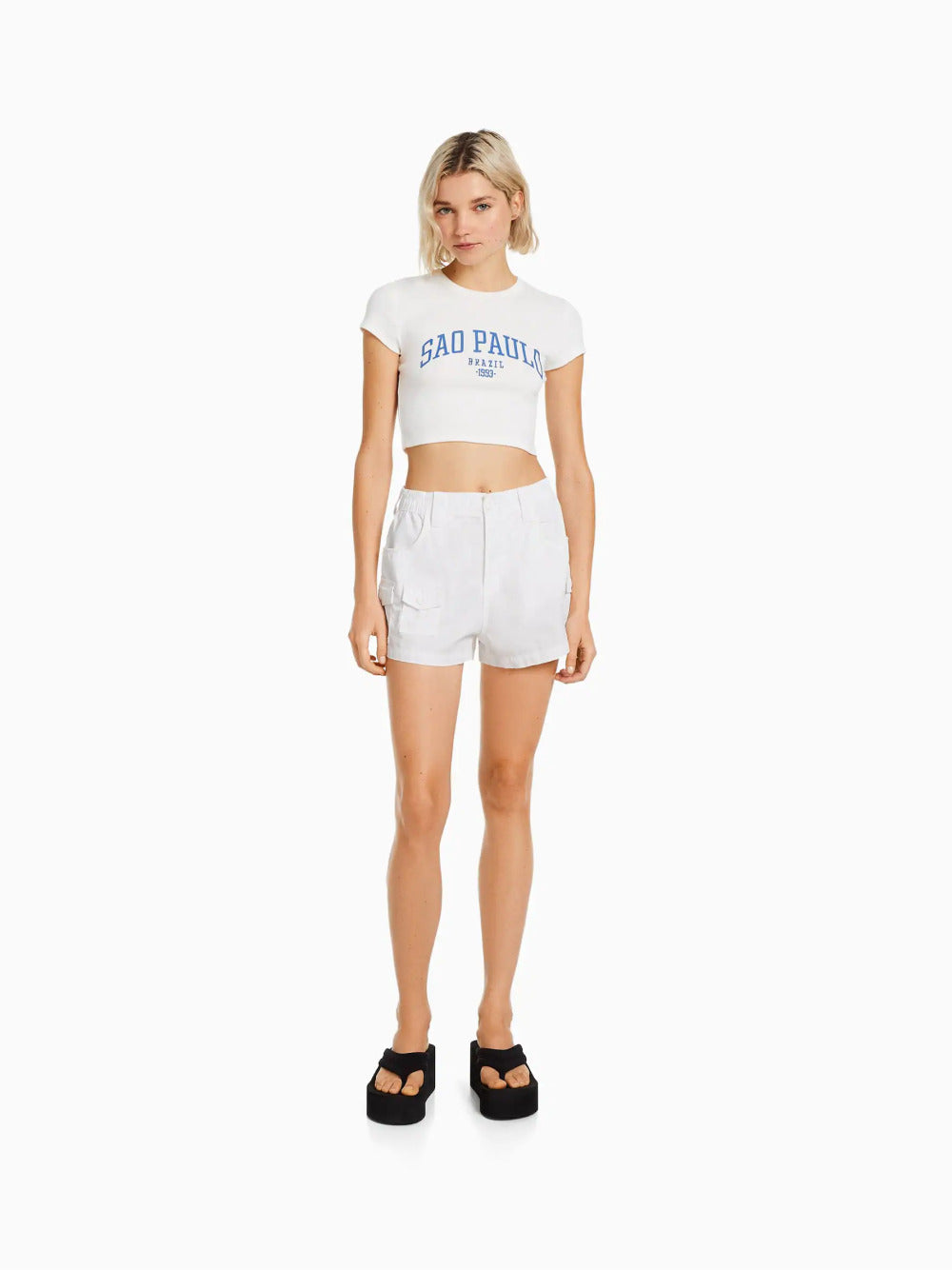 Multi-cargo cotton shorts
