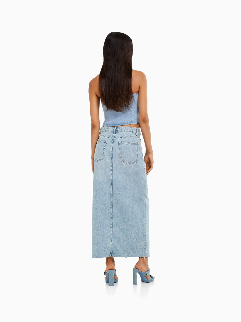 Long denim skirt