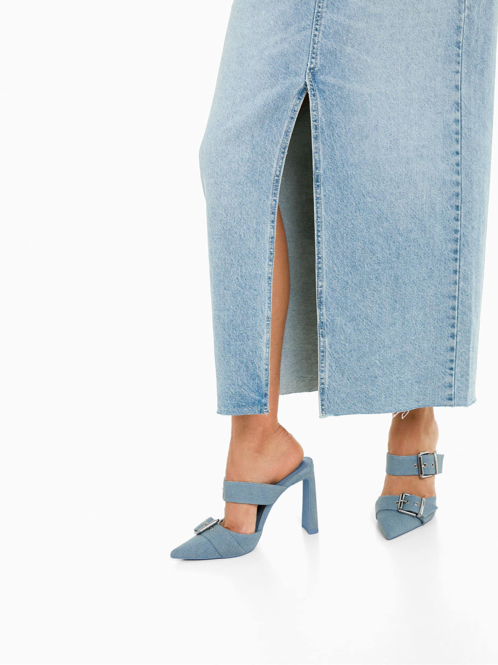 Long denim skirt