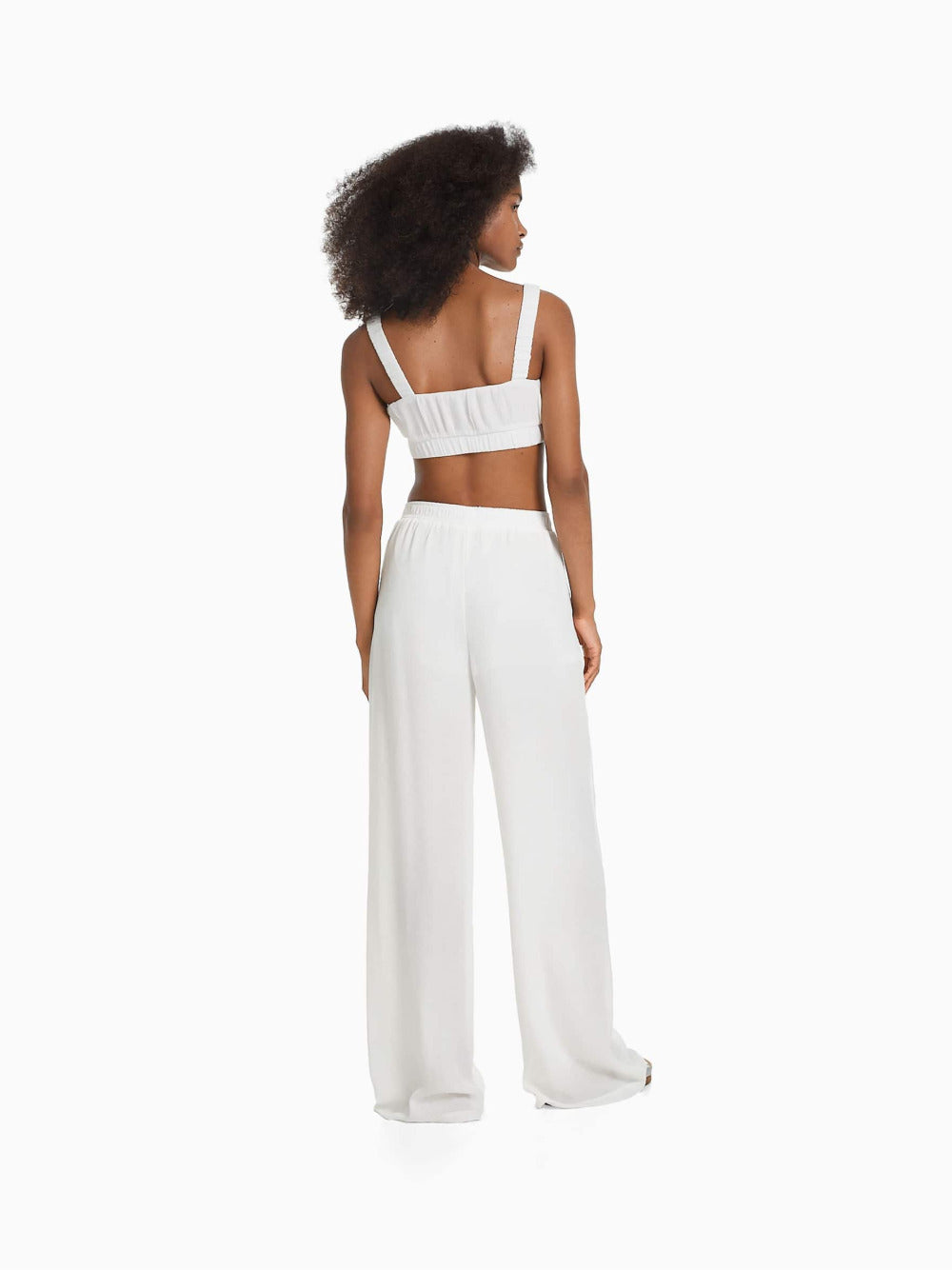 Wide-leg crepe trousers