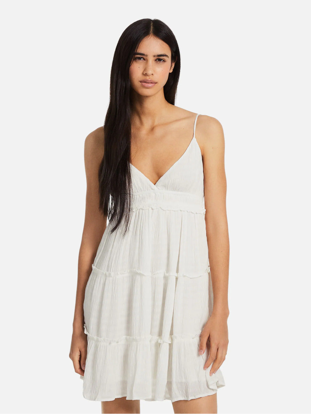 Mini dress with ruffled straps