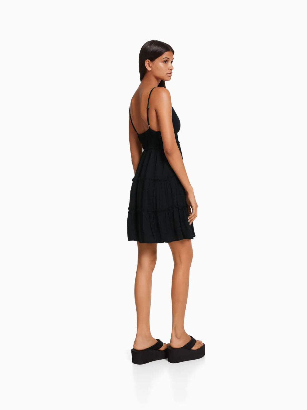 Mini dress with ruffled straps