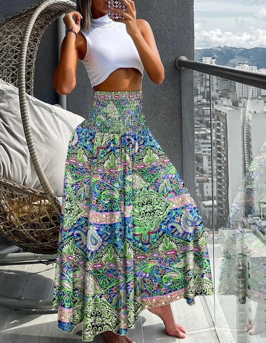 🌸 Nur Heute: 50% Rabatt - Rock, Der Blicke Fängt! Verliebe Dich i Den Floraltraum Mit Hoher Taille, Der Jede Bewegung Zur Szene Macht. Leicht. Luftig. Unverschämt Feminin.