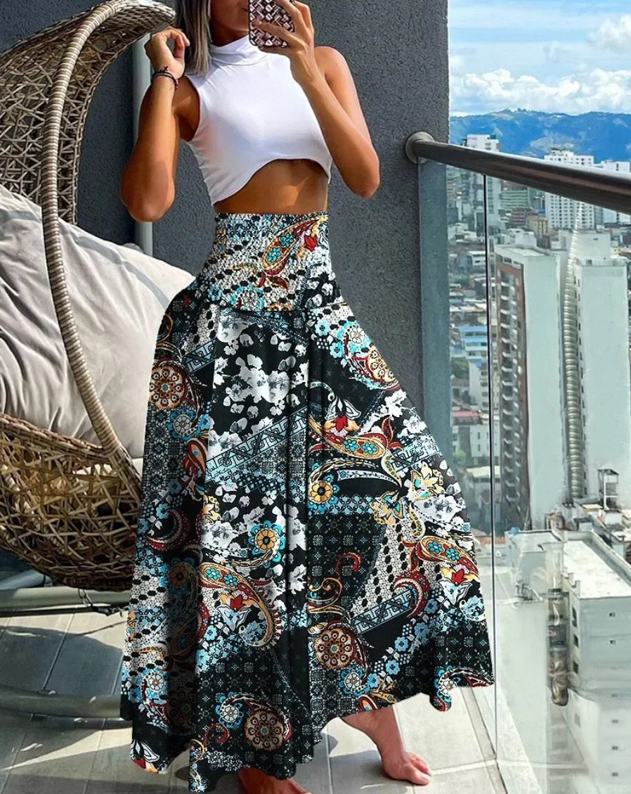 🌸 Nur Heute: 50% Rabatt - Rock, Der Blicke Fängt! Verliebe Dich i Den Floraltraum Mit Hoher Taille, Der Jede Bewegung Zur Szene Macht. Leicht. Luftig. Unverschämt Feminin.