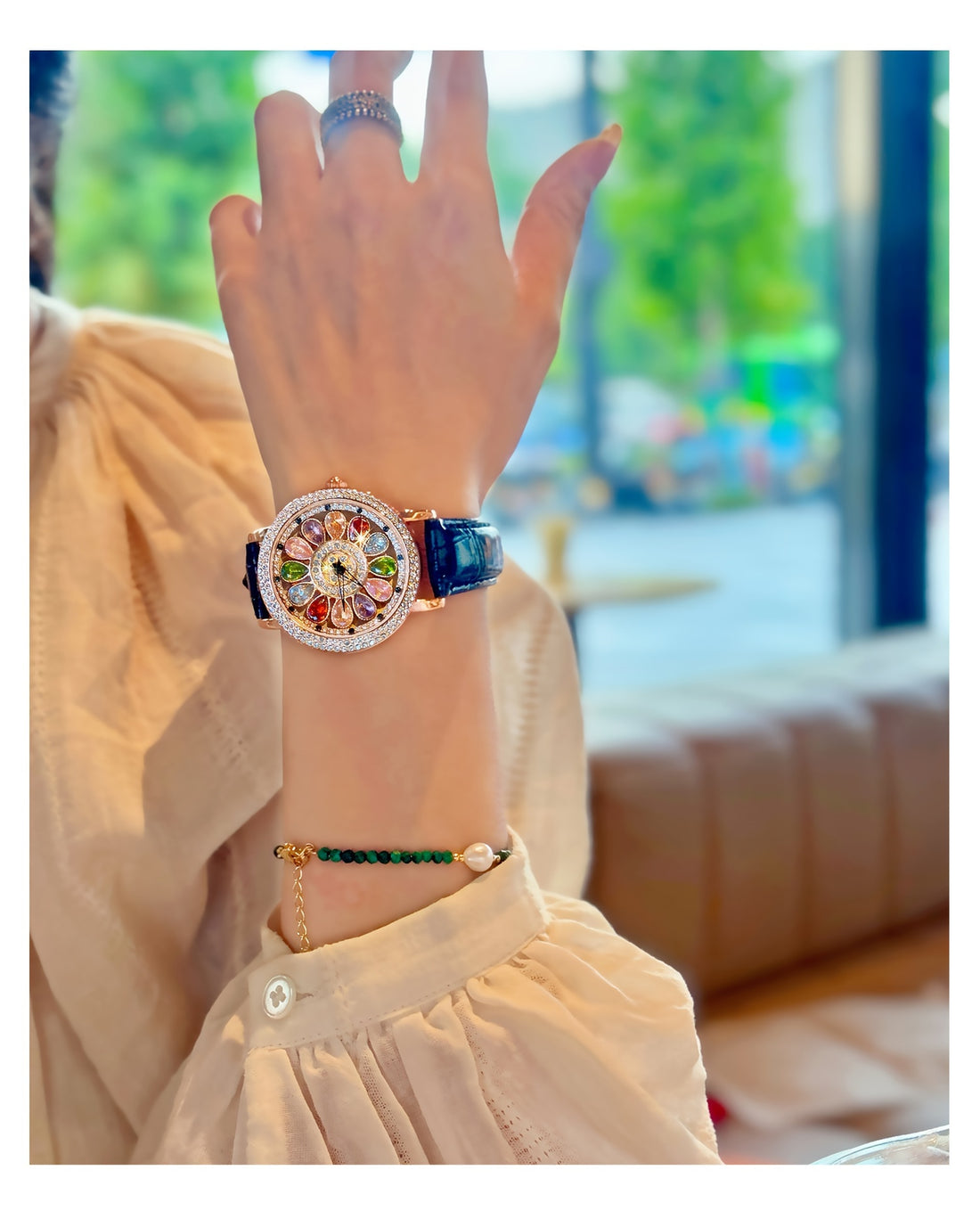 [🎁Perfektes geschenk] eleganter lycklig spin quarzuhr mit Edelsteinen⌚