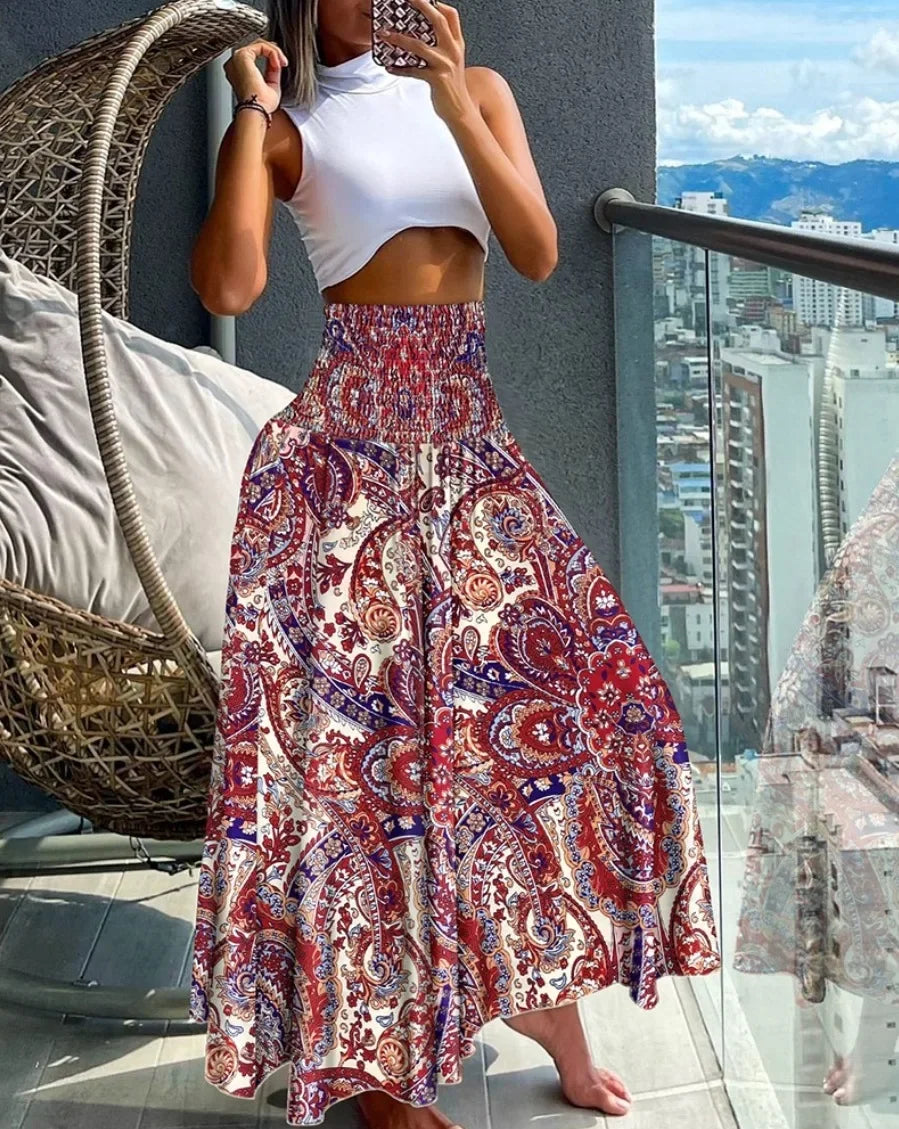 🌸 Nur Heute: 50% Rabatt - Rock, Der Blicke Fängt! Verliebe Dich i Den Floraltraum Mit Hoher Taille, Der Jede Bewegung Zur Szene Macht. Leicht. Luftig. Unverschämt Feminin.