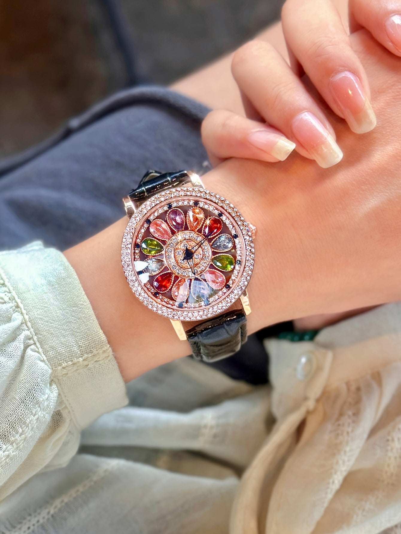 [🎁Perfektes Gësschen] Elegantter Lucky spin Quarzuhr MIT EDELSLENSINEN⌚