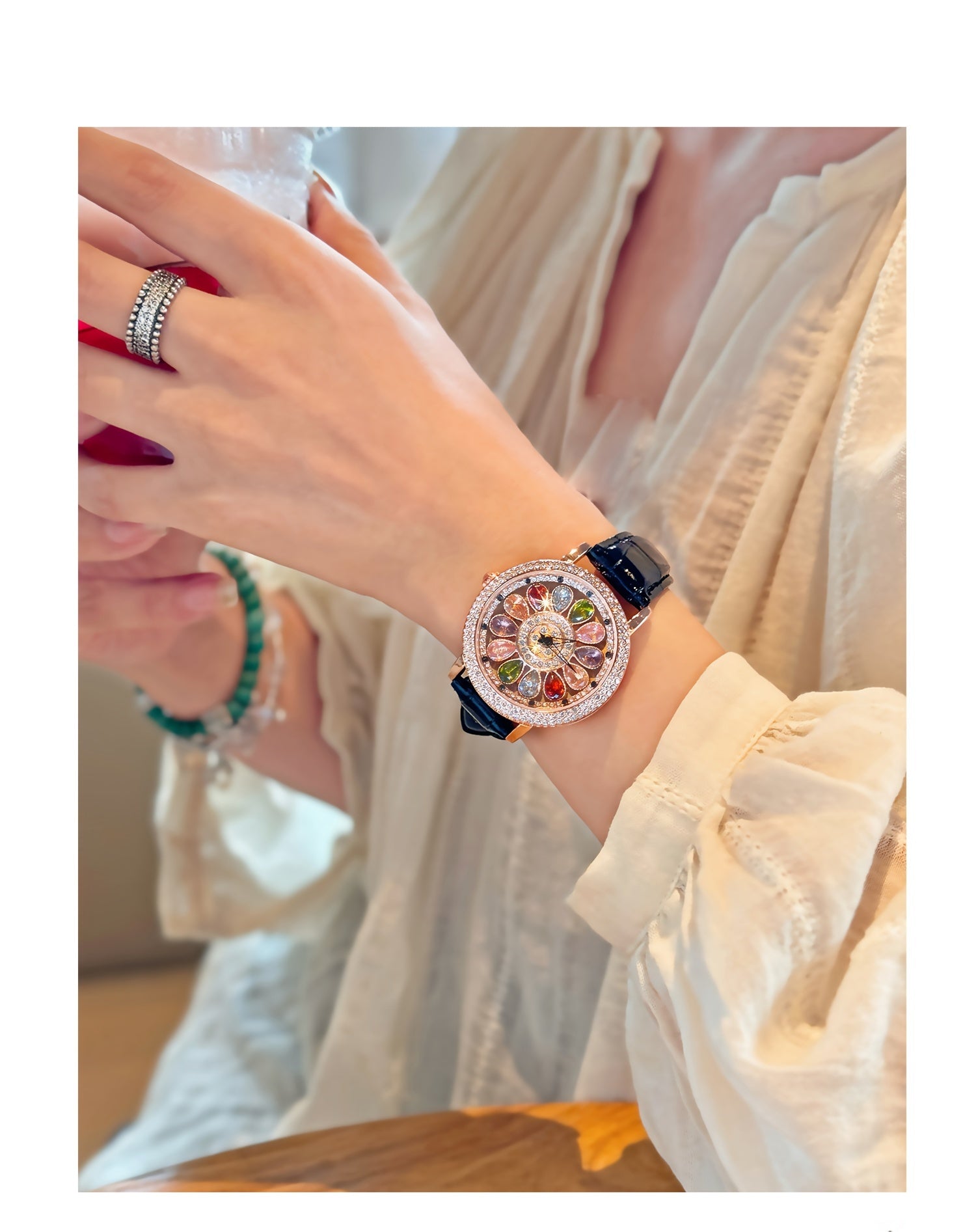 [🎁Perfektes Gësschen] Elegantter Lucky spin Quarzuhr MIT EDELSLENSINEN⌚