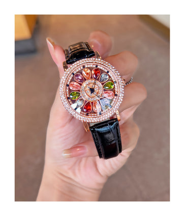 [🎁Perfektes Gësschen] Elegantter Lucky spin Quarzuhr MIT EDELSLENSINEN⌚