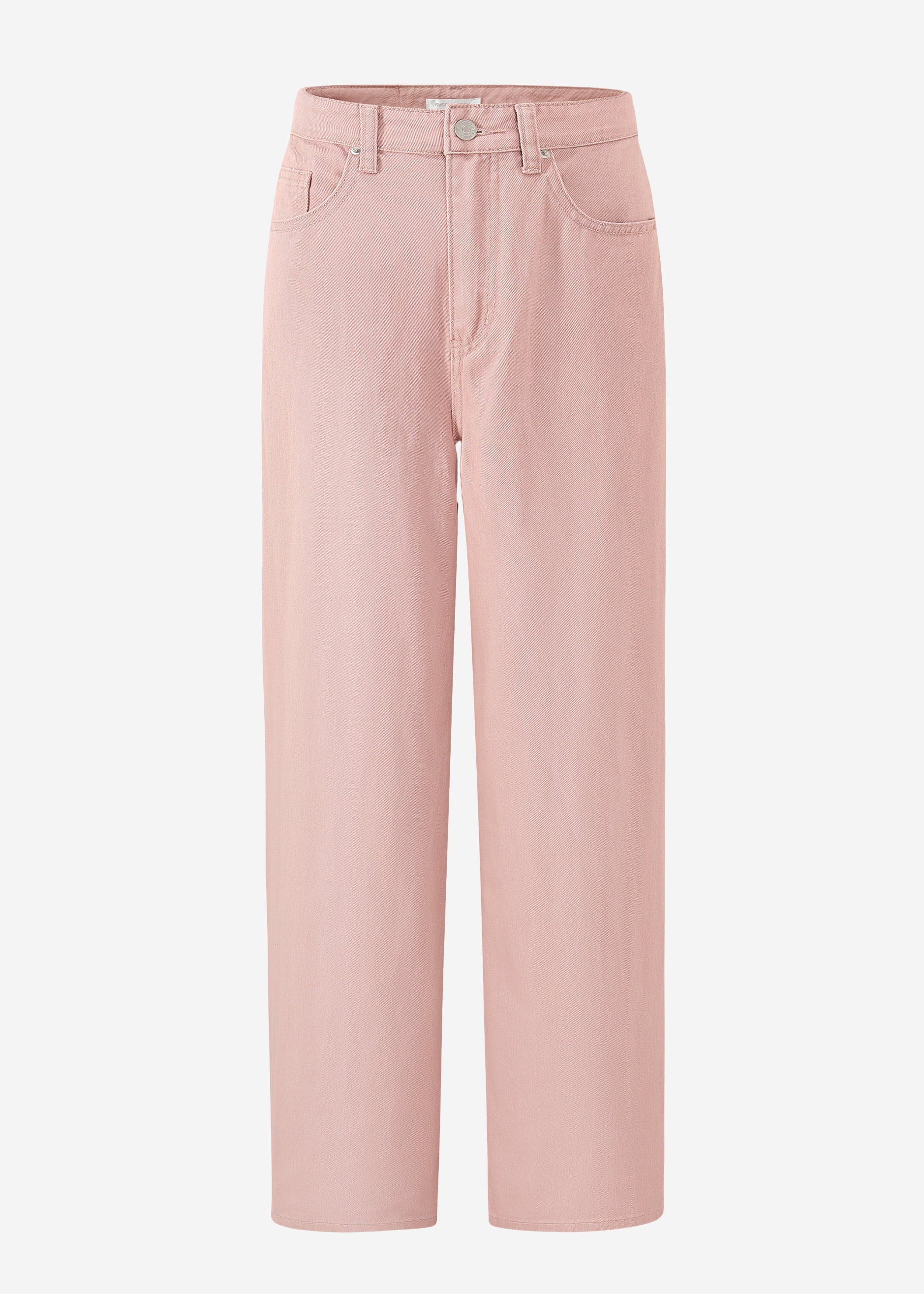 Breet Leg Jeans Mëllech Holhem Bund - Rosa