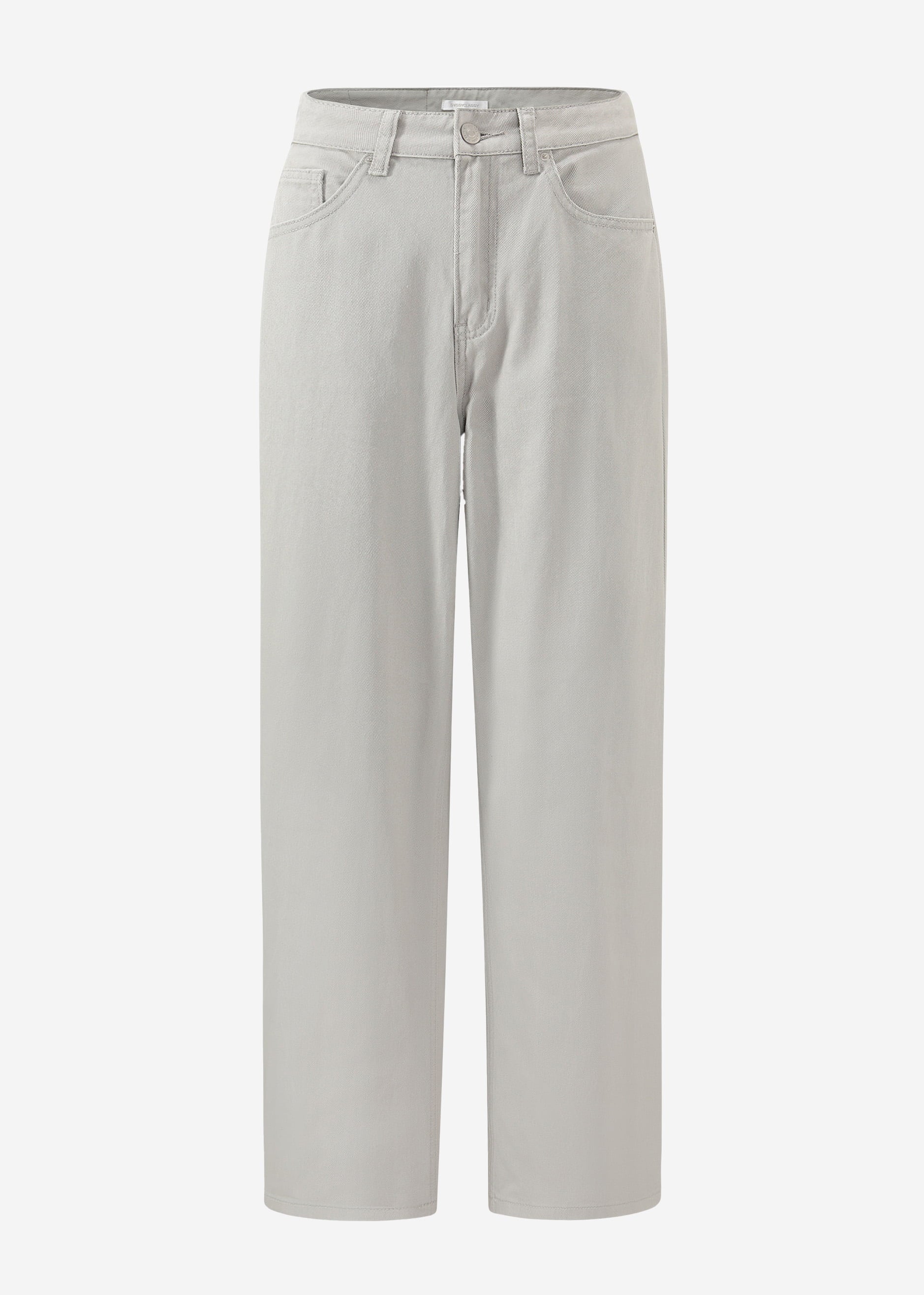Breet Leg Jeans Mëllech Huheel Bund - Greige