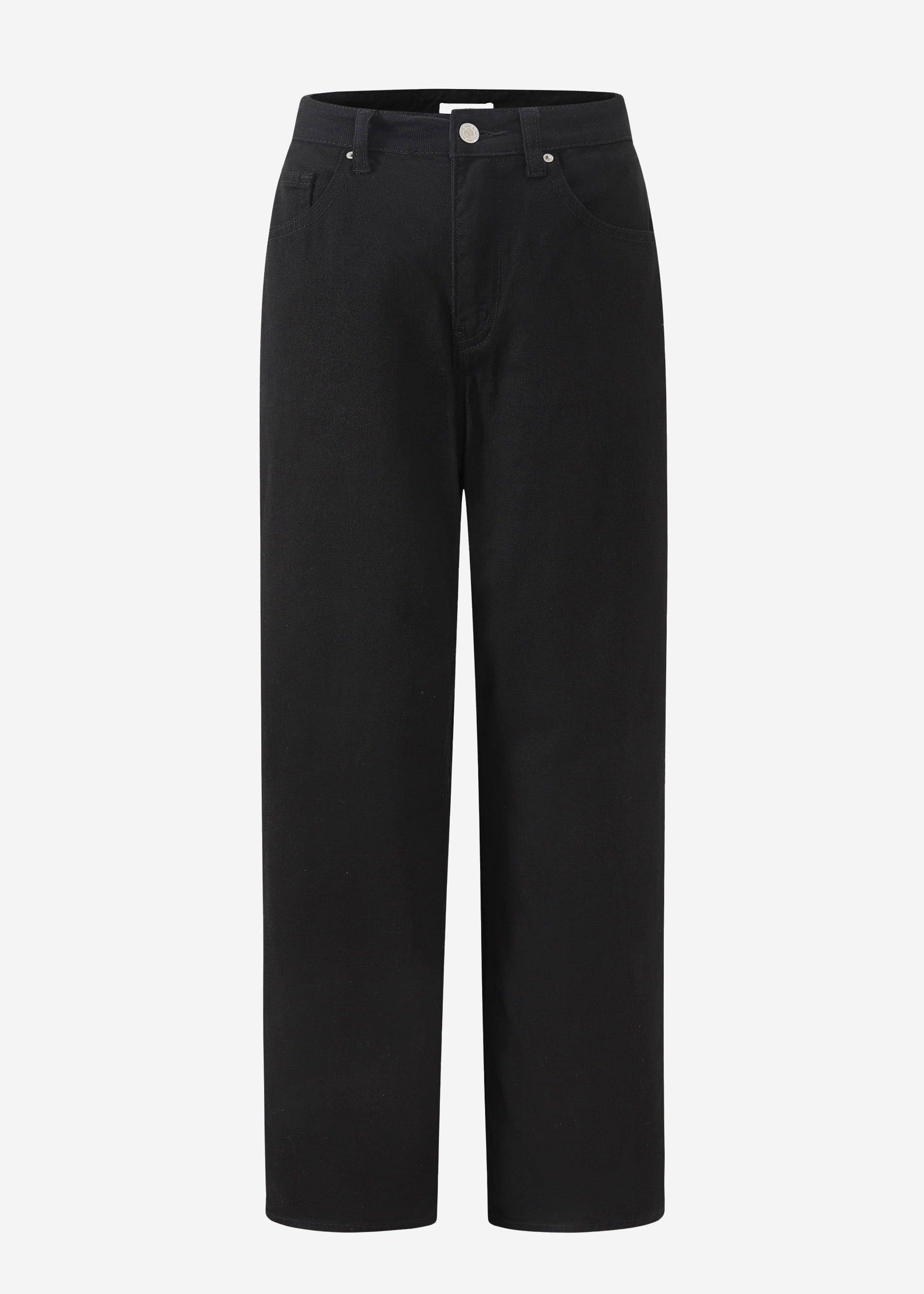 Breet Leg Jeans Mëllech Holh Hund - Schwarz