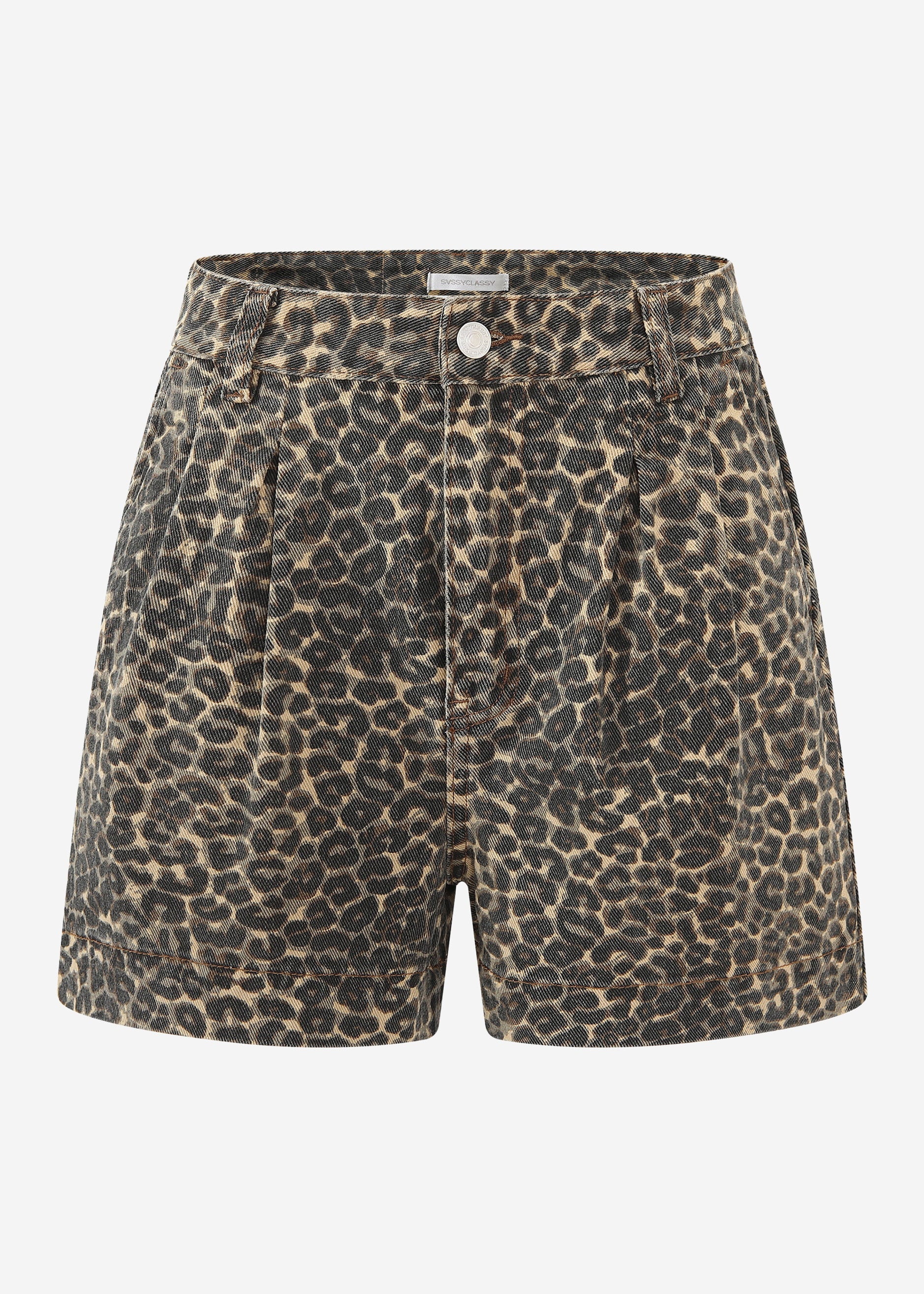 Weise héich Taille Jeans Shorts Mit-Drécker - Bige