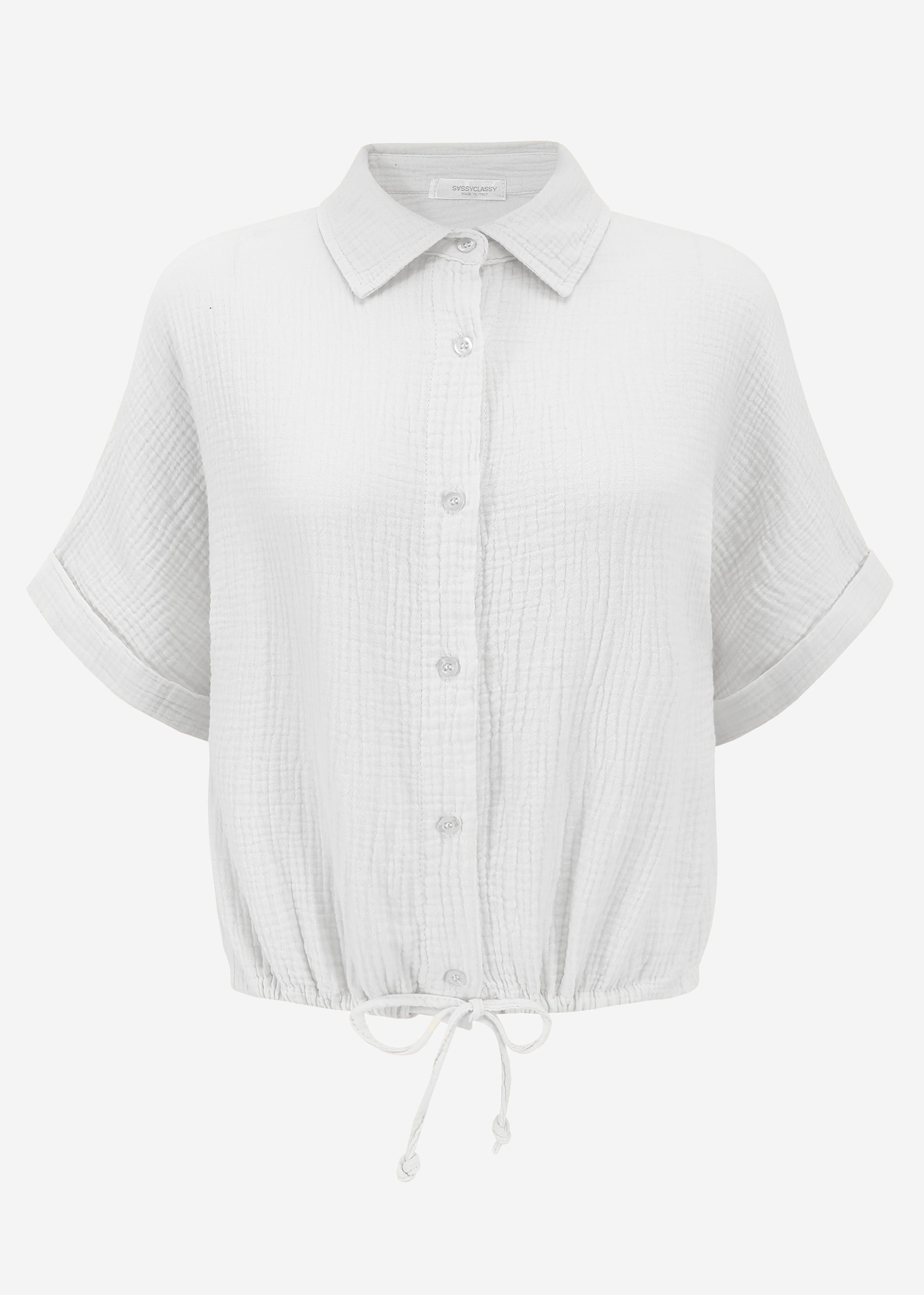 Musselin Bluse Mit Zugand - Weiß