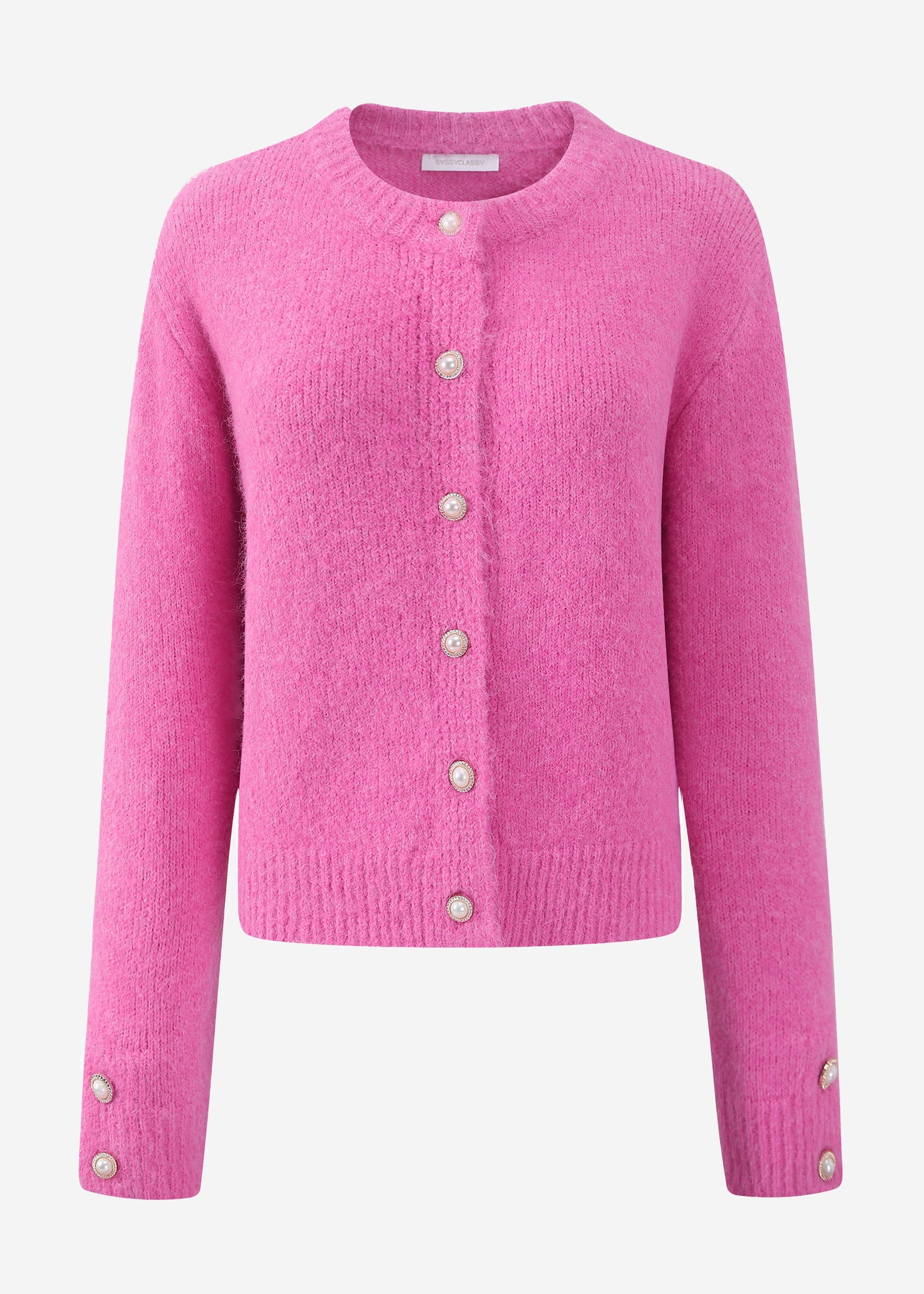 Cardigan mit perlenknöpfen - rosa