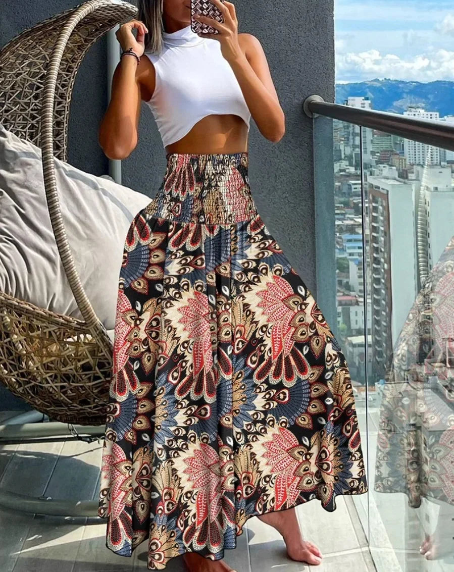 🌸 Nur Heute: 50% Rabatt - Rock, Der Blicke Fängt! Verliebe Dich i Den Floraltraum Mit Hoher Taille, Der Jede Bewegung Zur Szene Macht. Leicht. Luftig. Unverschämt Feminin.
