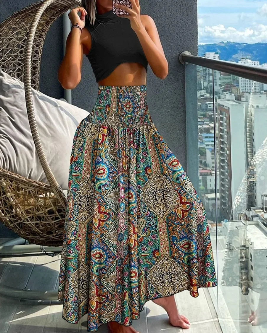 🌸 Nur Heute: 50% Rabatt - Rock, Der Blicke Fängt! Verliebe Dich i Den Floraltraum Mit Hoher Taille, Der Jede Bewegung Zur Szene Macht. Leicht. Luftig. Unverschämt Feminin.
