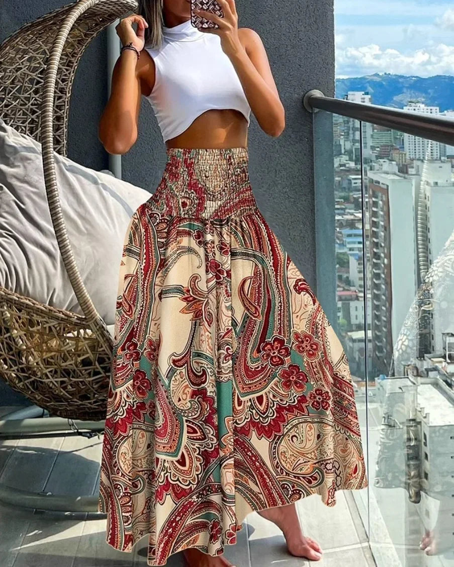 🌸 Nur Heute: 50% Rabatt - Rock, Der Blicke Fängt! Verliebe Dich i Den Floraltraum Mit Hoher Taille, Der Jede Bewegung Zur Szene Macht. Leicht. Luftig. Unverschämt Feminin.