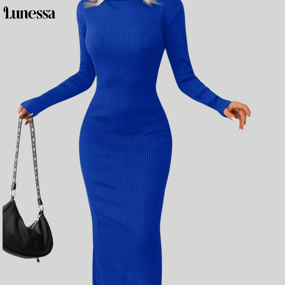 Lunessa ™ High-Neck Bodycon Strickkleid-Zeitlose ELEGANZ