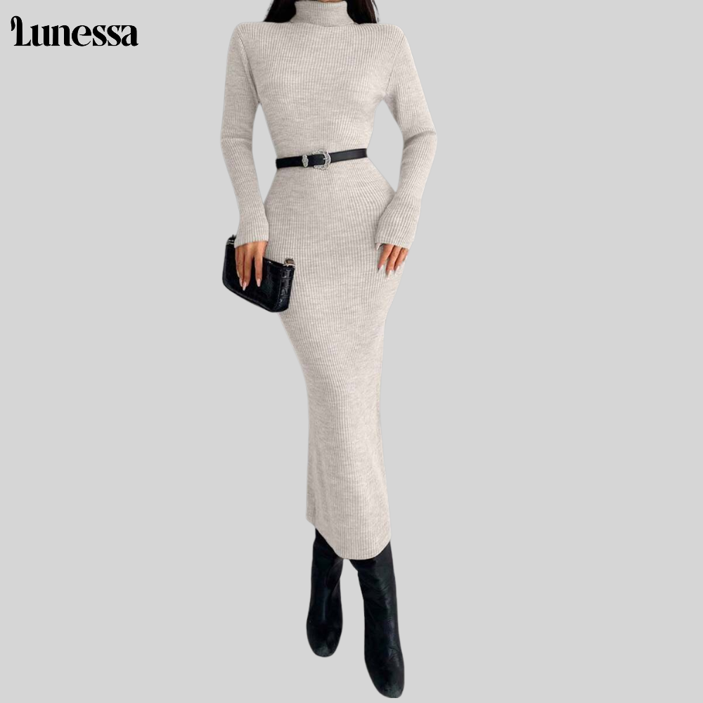 Lunessa ™ High-Neck Bodycon Strickkleid-Zeitlose ELEGANZ