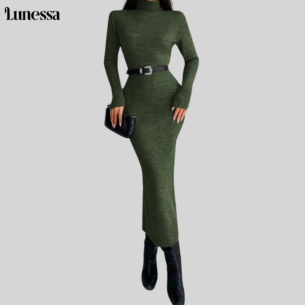 Lunessa ™ High-Neck Bodycon Strickkleid-Zeitlose ELEGANZ