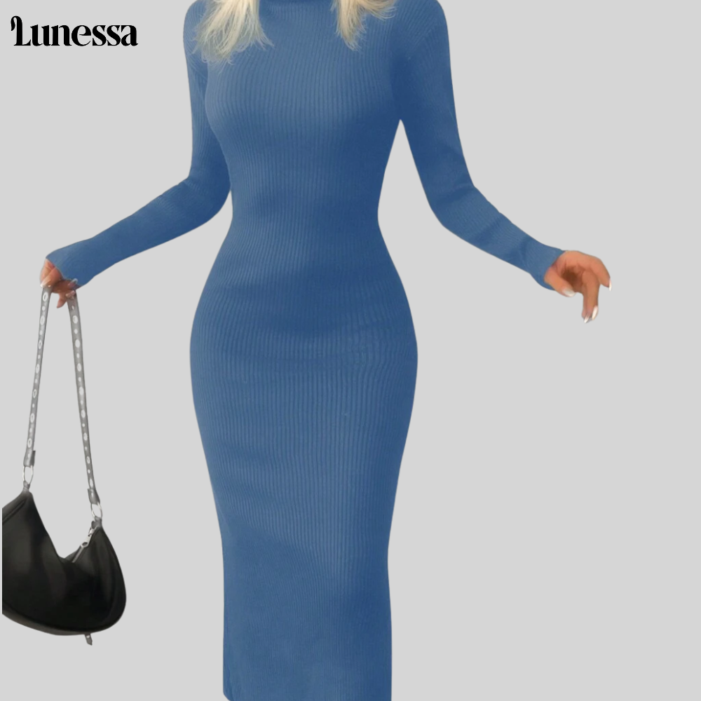 Lunessa ™ High-Neck Bodycon Strickkleid-Zeitlose ELEGANZ