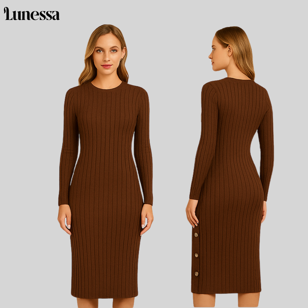 Lunessa ™ Midi-Strickkleid MIT Seitlichen Knöpfen