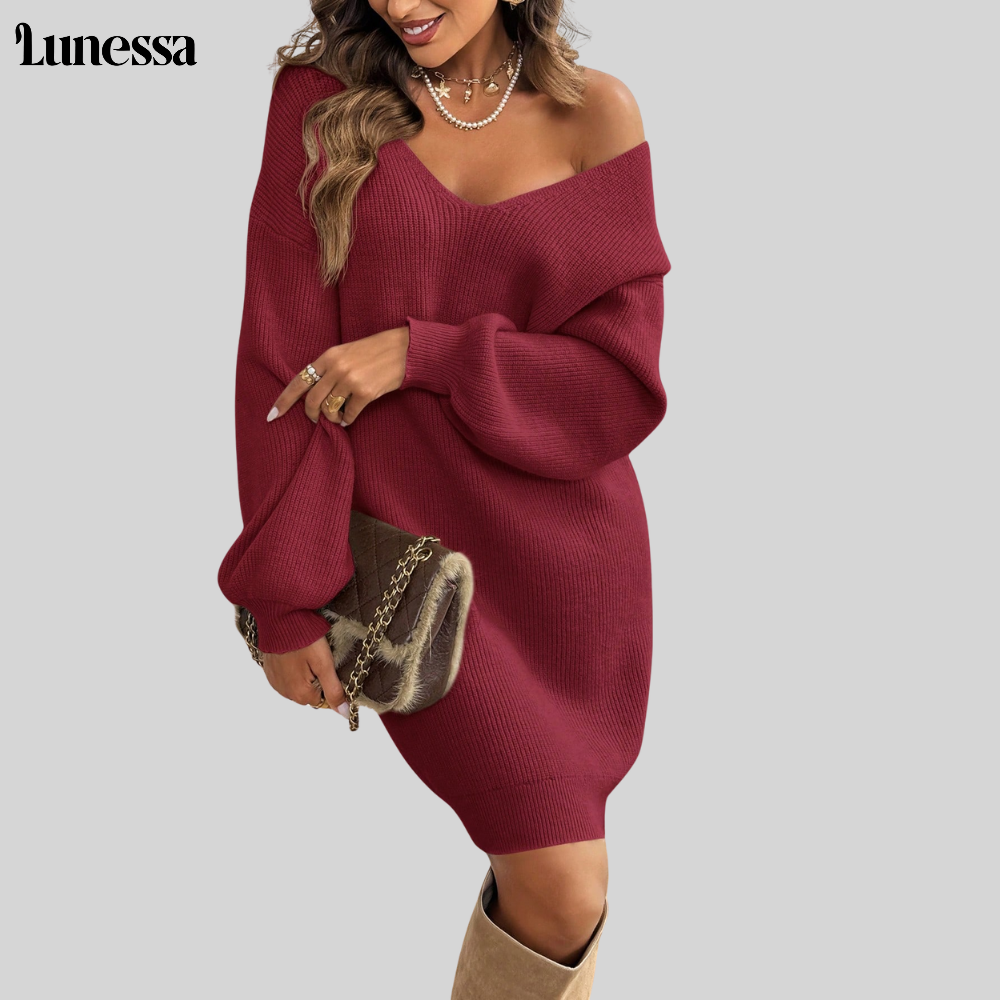 Lunessa ™ Off-Shoulder Strickkleid-Cozy & Eleganz Vereint