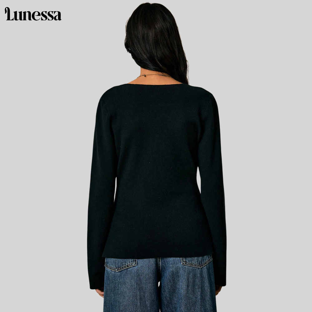 Lunessa ™ Noir Iconic Cardigan-MIT Goldknöpfen-uttalande