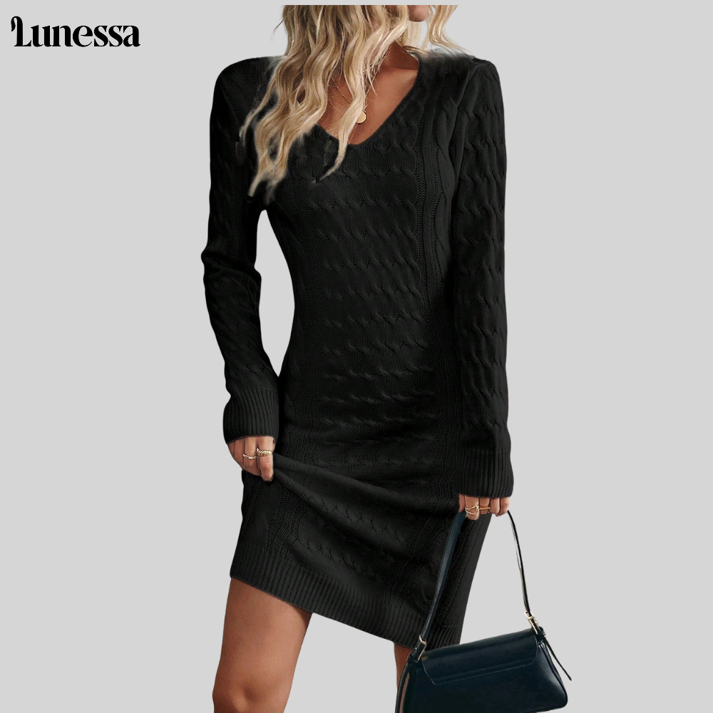 LUNESSA ™ V-NECK STRICKKLEID - ELEGANZ & KOMFORT Für Den Alltag