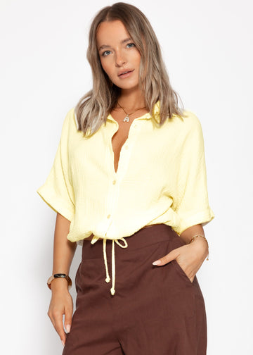 Musselin Bluse Mit Zugand - Buttergelb