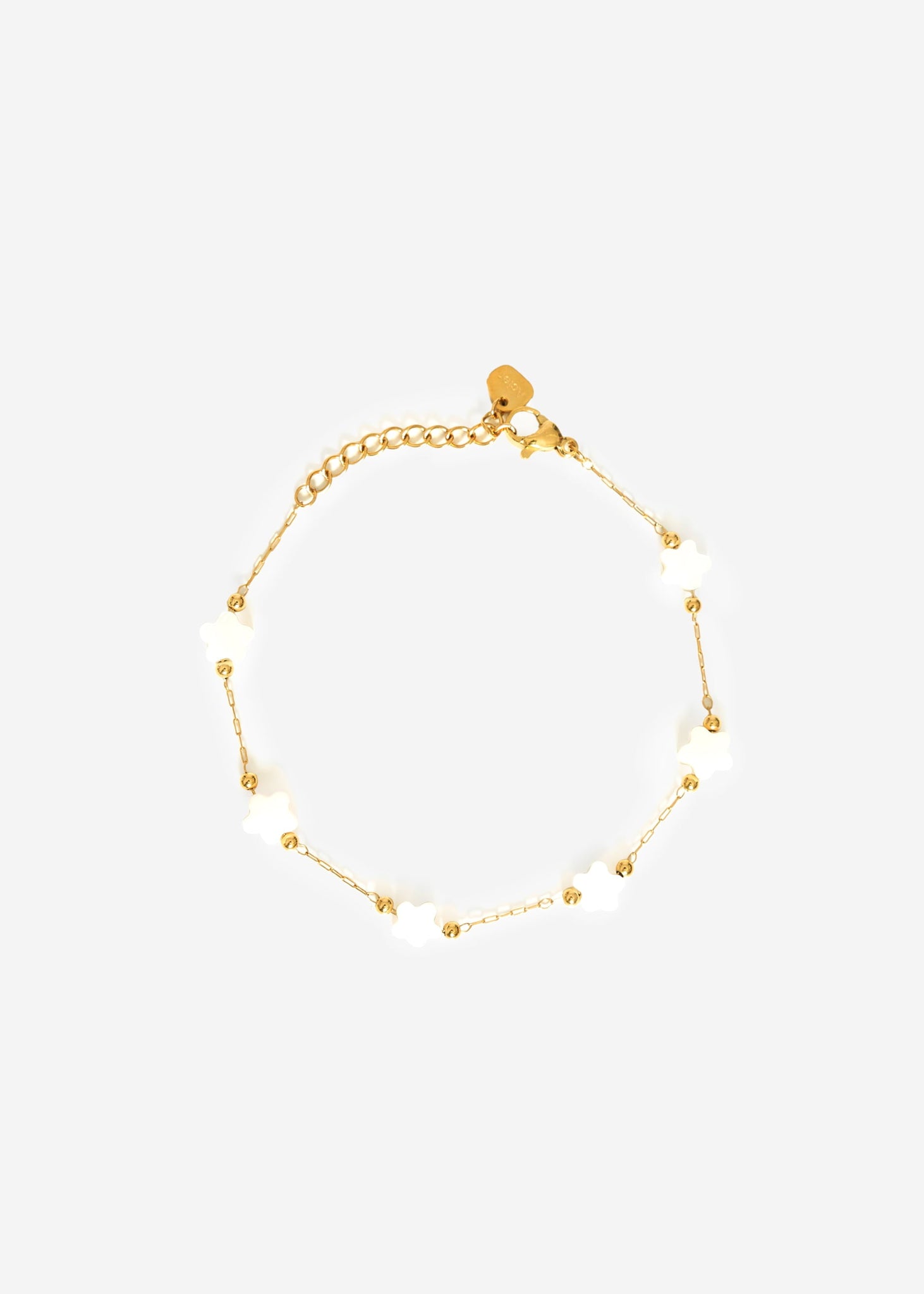 Armband MIT Weißen Kleeblätttern - Guld