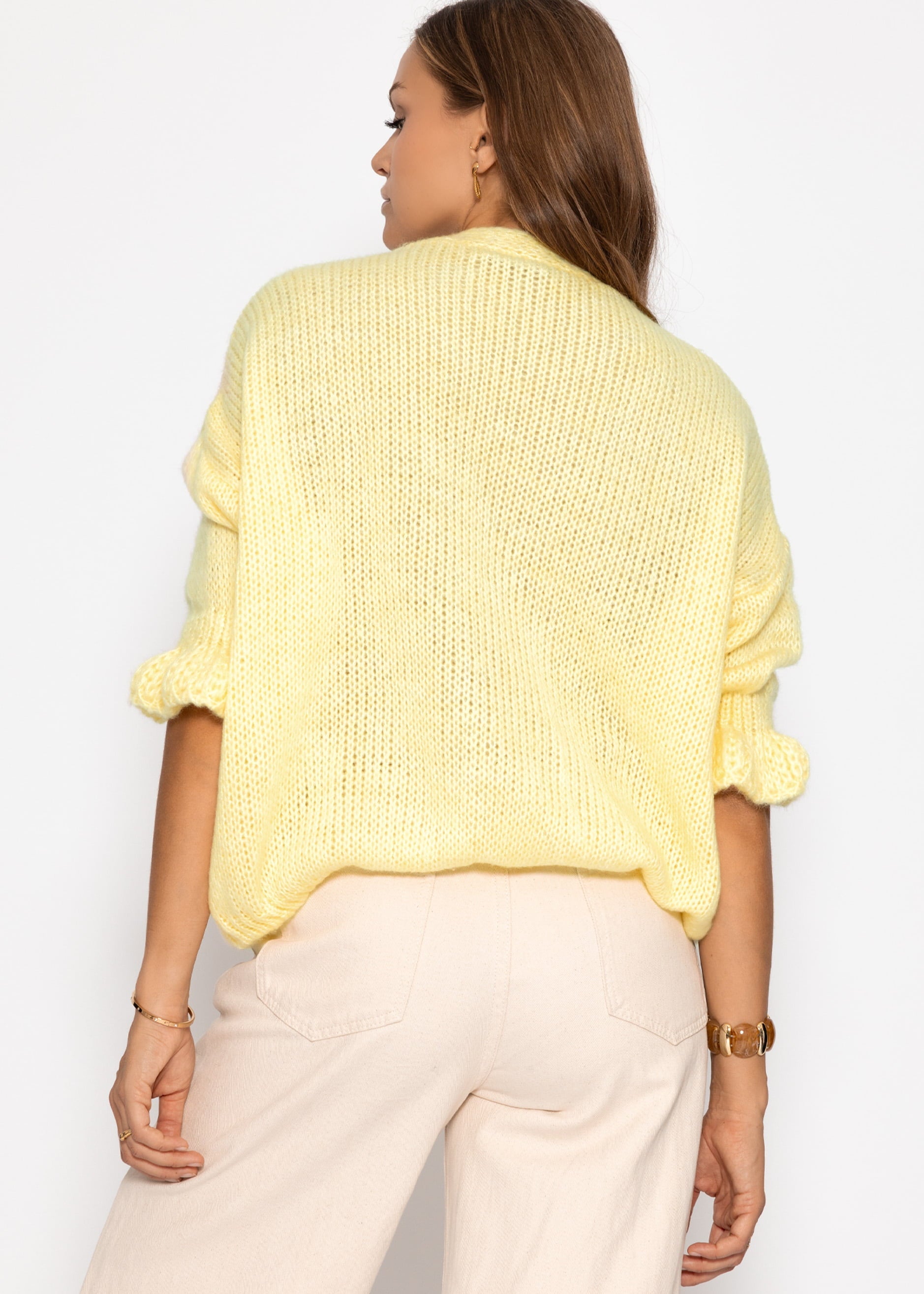 Cardigan mit 3/4 -ärmeln - Buttergelb