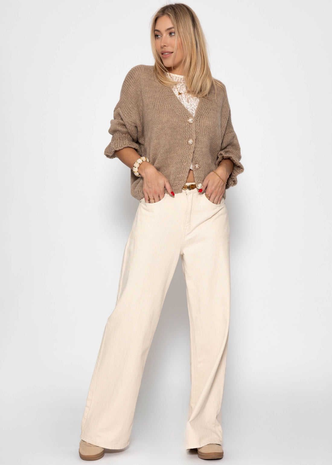 Cardigan MIT 3/4 -ärmeln - Taupe