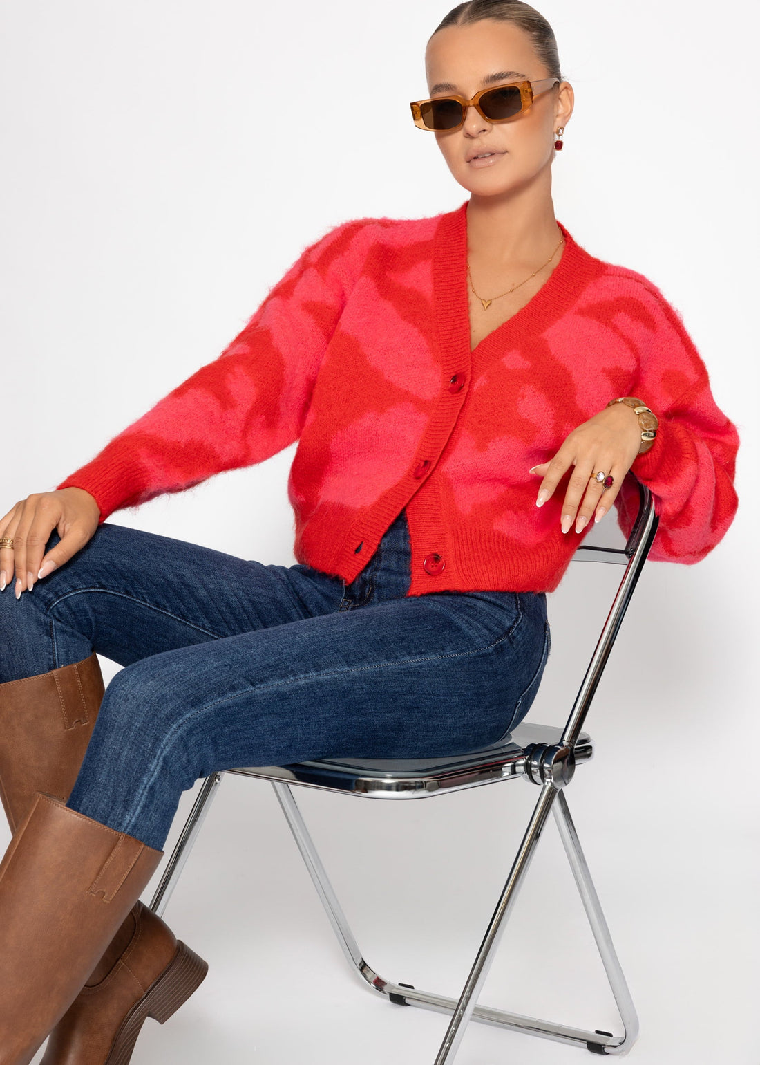 Cardigan mit dyre -trykk - rosa