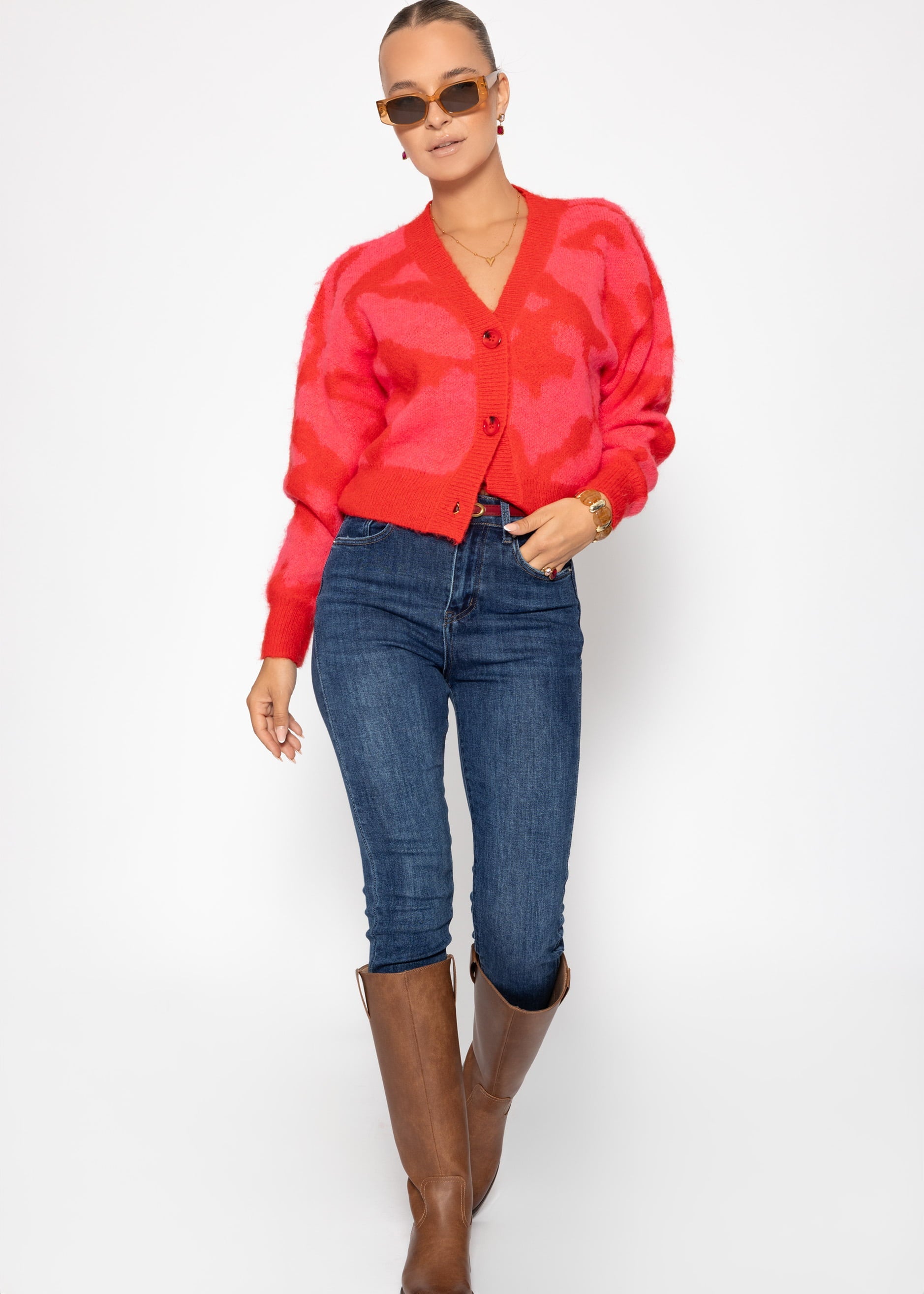 Cardigan mit dyre -trykk - rosa