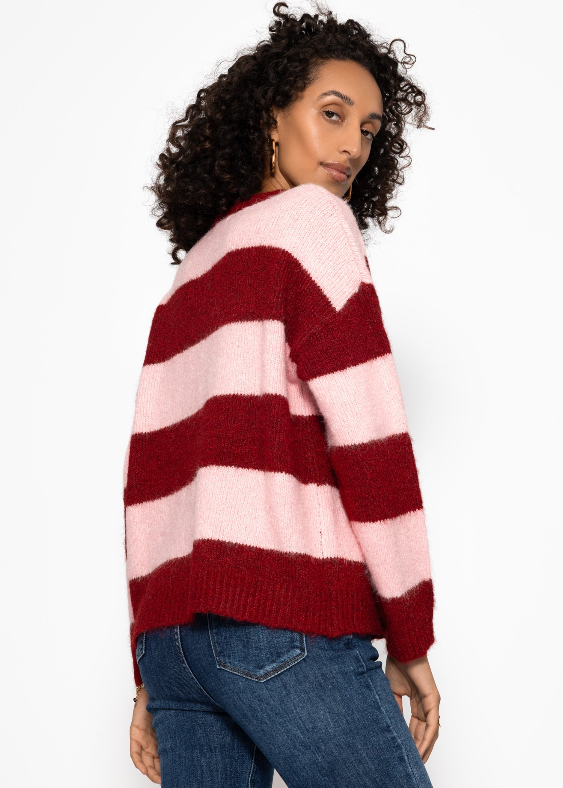 Cardigan MIT Blockstreifen - Burgogne